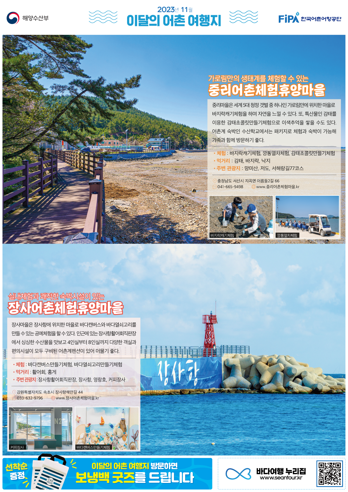 11월의 어촌 여행지 [중리, 장사]